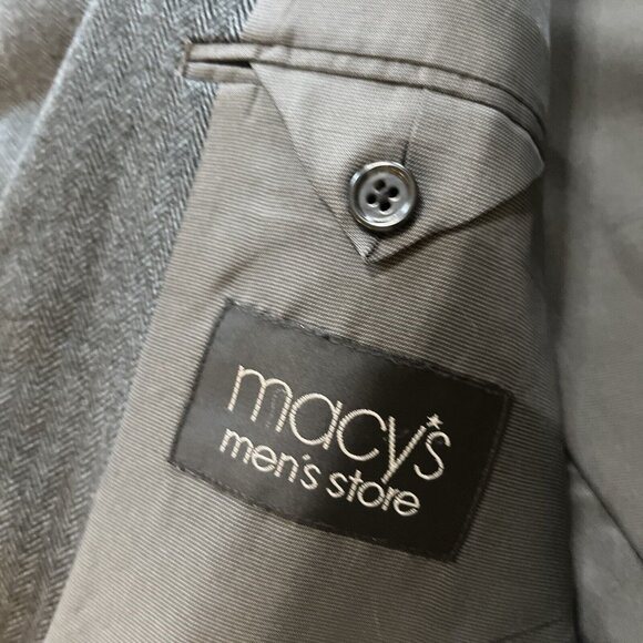 Michael Kors Jacket Mens 42L Gray Herringbone Two Button Blazer Suit Coat Career - Picture 12 of 13